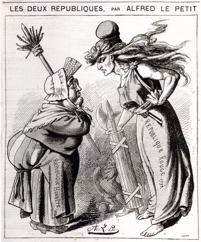 Cartoon depicting the Social French Republic against the Conservative French Republic from 